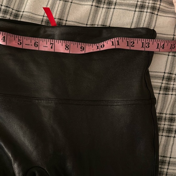 SPANX Black Metallic Sleek Faux Vegan Leather Compression High Waist Leggings L - Picture 15 of 16